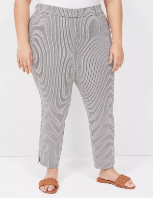 Lane Bryant 4-Season Slim Ankle Women Pants Black Stripes | QUU3067UY