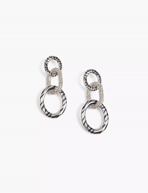 Lane Bryant Animal Print-Link Women Earrings Silver | TSD8371AC