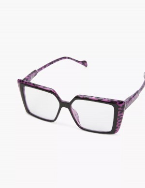 Lane Bryant Black & Purple Cheetah Print Cateye Reading Women Glasses Purple | YBK422IR