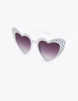 Lane Bryant Bling Heart Women Sunglasses White | NGV2439YU