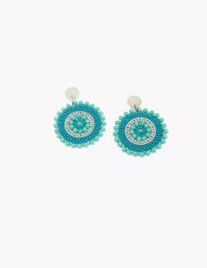 Lane Bryant Blue Beaded Filigree Drop Women Earrings Silver | QOC4643NO