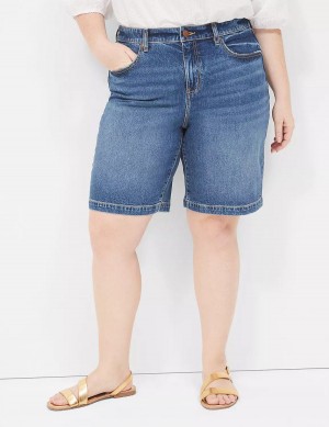 Lane Bryant Boyfriend Fit Bermuda Jean Women Shorts Blue | QON2596KQ