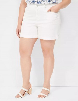 Lane Bryant Boyfriend Fit Midi Jean Women Shorts White | VMU5434FW