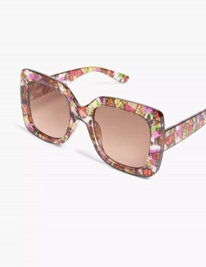 Lane Bryant Butterfly Print Oversized Square Women Sunglasses Multicolor | PQH519LH