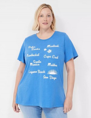 Lane Bryant Cities Graphic Tee Women T Shirts Blue | LKG9221GI