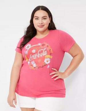 Lane Bryant Coca-Cola Graphic Tee Women T Shirts Pink | YMJ6710LZ