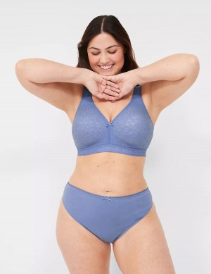 Lane Bryant Cotton French With Stretch Lace Back Women Briefs Blue | GOL4685QA