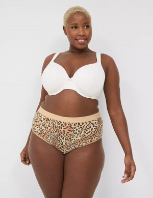 Lane Bryant Cotton High-Leg With Wide Waistband Women Briefs Beige | HTV673NQ