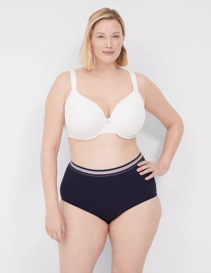 Lane Bryant Cotton High-Waist With Wide Waistband Women Briefs Blue | YYO8033WQ