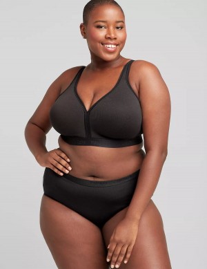 Lane Bryant Cotton Lightly Lined No-Wire Women Bralettes Black | WTR2150US