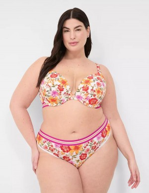 Lane Bryant Cotton With Wide Waistband Women Thong Panty Orange Multicolor | NNH2210WJ