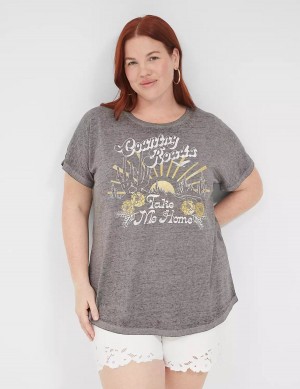 Lane Bryant Country Roads Take Me Home Graphic Tee Women T Shirts Grey | NVV5470IZ