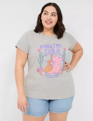 Lane Bryant Country Vibes Graphic Tee Women T Shirts Light Grey | VQA3263IG