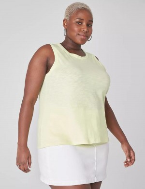 Lane Bryant Crew-Neck Women Tank Top Light Green Yellow | VZM4479GT