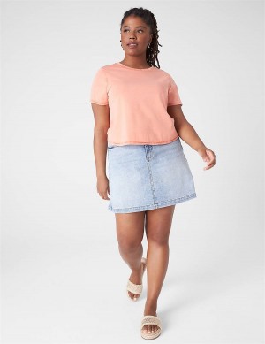 Lane Bryant Crop Crew-Neck Washed Tee Women T Shirts Orange | NSA3473UK