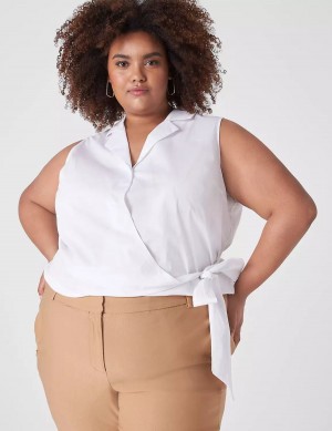 Lane Bryant Crop Sleeveless Full-Wrap Top Women T Shirts White | EOW9833HC