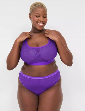 Lane Bryant Crush Fishnet French Women Thong Panty Purple | OQB1356HD