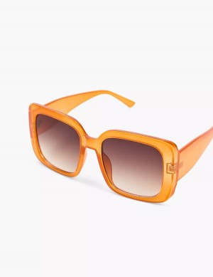 Lane Bryant Crystal Orange Square Women Sunglasses Orange | PYU6133YH