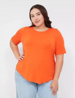 Lane Bryant Curved-Hem Perfect Sleeve Tee Women T Shirts Light Red | XNT9691EP