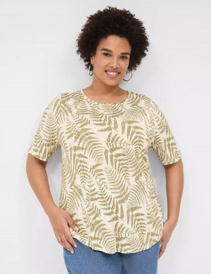 Lane Bryant Curved-Hem Perfect Sleeve Tee Women T Shirts Green | WNR1912NS