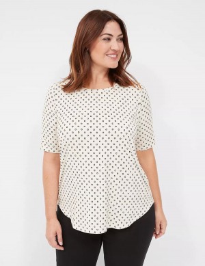 Lane Bryant Curved-Hem Perfect Sleeve Tee Women T Shirts White | BXF4979BE