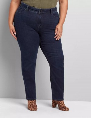 Lane Bryant Curvy Fit High-Rise Straight Women Jeans Dark Blue | NSE1321HH