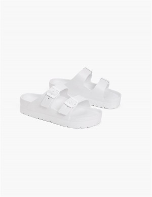 Lane Bryant Double-Band Women Slide Sandals White | UIF2434WH