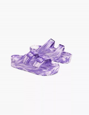 Lane Bryant Double-Band Women Slide Sandals Purple | GJI4343ZI