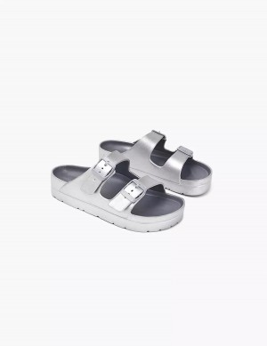 Lane Bryant Double-Band Women Slide Sandals Grey | AYR8015PM