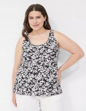 Lane Bryant Double Scoop Women Tank Top Black | LZE4991VD