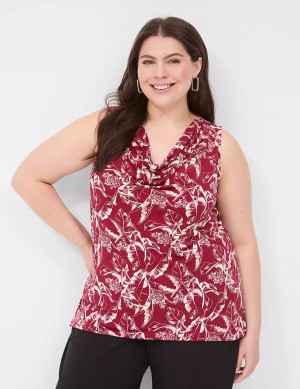 Lane Bryant Drape-Neck Shell Women T Shirts Burgundy | WRU8012NI