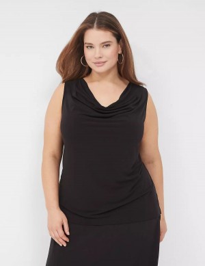 Lane Bryant Drape-Neck Shell Women T Shirts Black | TLP3946JB