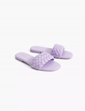 Lane Bryant Dream Cloud Braided Faux-Leather Women Slide Sandals Purple | UCD1645EQ