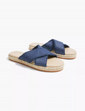 Lane Bryant Dream Cloud Criss-Cross Espadrille Women Slide Sandals Navy | UOT1164XY