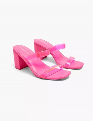 Lane Bryant Dream Cloud Double-Band Low Block Heel Women Heels Sandals Pink | ACO7224WC