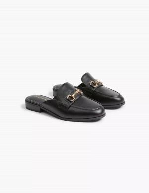 Lane Bryant Dream Cloud Faux-Leather Loafer Women Mules Black | QSY419WI