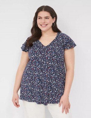 Lane Bryant Easy Flutter-Sleeve Tee Women T Shirts Multicolor | JHH3722NC