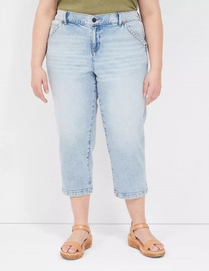 Lane Bryant Elastic Back-Waist Boyfriend Capri Women Jeans Light Blue | ATQ2018LB