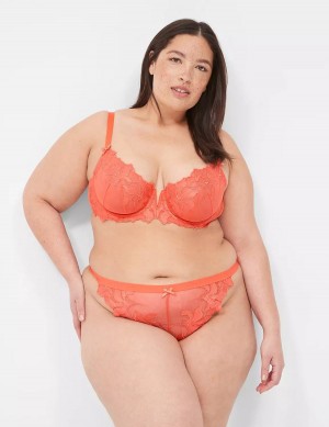 Lane Bryant Embroidered Women Thong Panty Red Coral | FBI8385ET