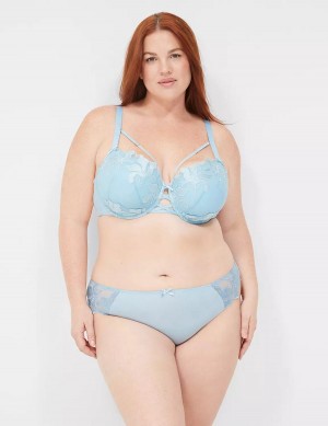 Lane Bryant Embroidered Women Thong Panty Blue | QHC2396IS