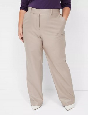 Lane Bryant Faux-Leather Straight Leg Women Pants Grey Brown | BNG2161QJ