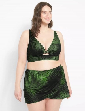 Lane Bryant Faux-Wrap Swim Women Skirts Dark Green | TFX1368QI