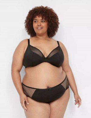 Lane Bryant Fishnet Lightly Lined Plunge Women Bralettes Black | AED47HI