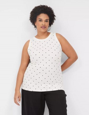 Lane Bryant Fitted High-Neck Rib Women Tank Top White | AFR3053TF