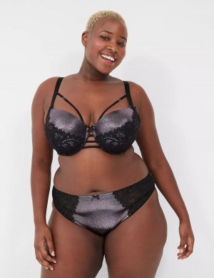 Lane Bryant Foil Shine Boost Women Balconette Bra Black | AHT1377WQ