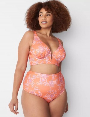 Lane Bryant Foldover-Waist High-Leg Swim Women Briefs Pink | BTC7566QJ