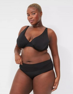 Lane Bryant Foldover-Waist Swim Women Briefs Black | BFP7039FV