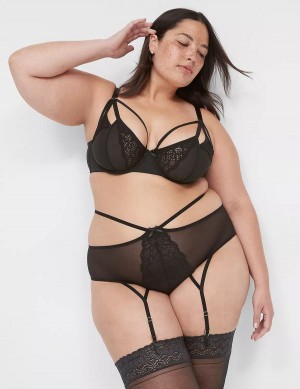 Lane Bryant Garter Women Briefs Black | DKE305ZT