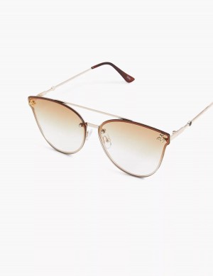 Lane Bryant Goldtone Bee Aviator Women Sunglasses Gold | LNA4615TR