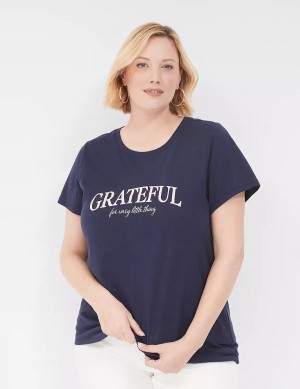 Lane Bryant Grateful Graphic Tee Women T Shirts Blue | RHX2956PS